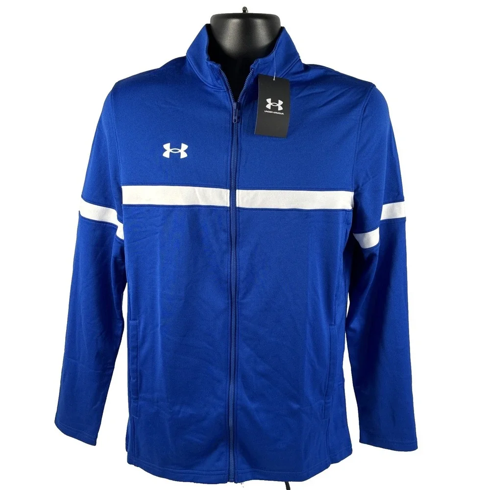 Under Armour Jacket Mens Small Royal Team Knit‎ Warm-Up Track Full Zip 1376884